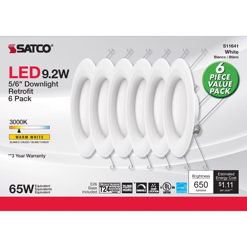 SATCO - Satco Nuvo White 5-6 in. W Plastic LED Retrofit Recessed Lighting 9.2 W