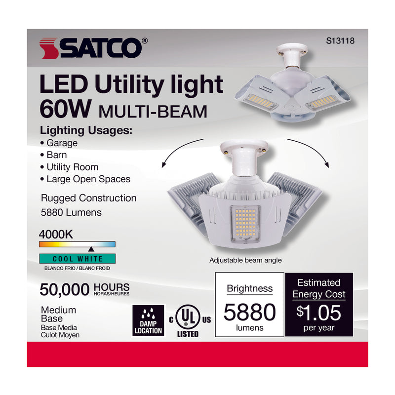 SATCO - Satco Wide Surface E26 (Medium) LED Utility Light Cool White 300 Watt Equivalence 1 pk