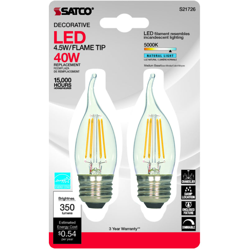 SATCO - Satco CA10 E26 (Medium) LED Bulb Natural Light 40 Watt Equivalence 2 pk