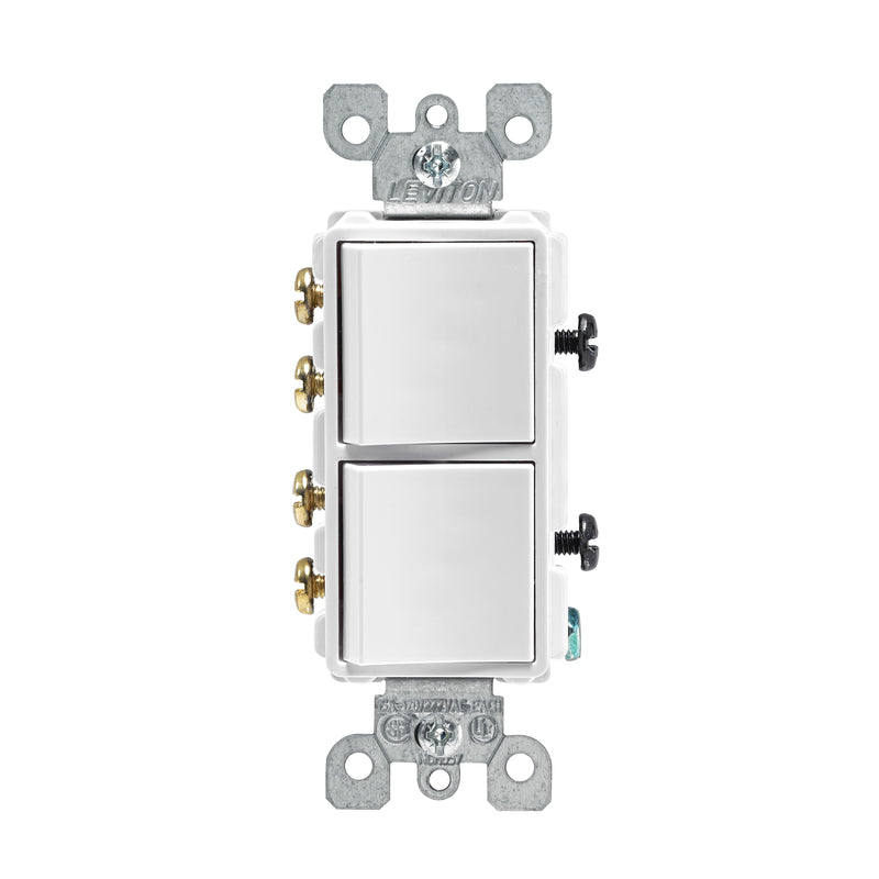 LEVITON - Leviton Decora 15 amps 3-Way Rocker Switch White 1 pk