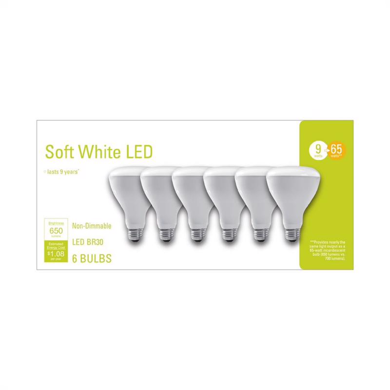 GE - GE BR30 E26 (Medium) LED Light Bulb Soft White 65 Watt Equivalence 6 pk