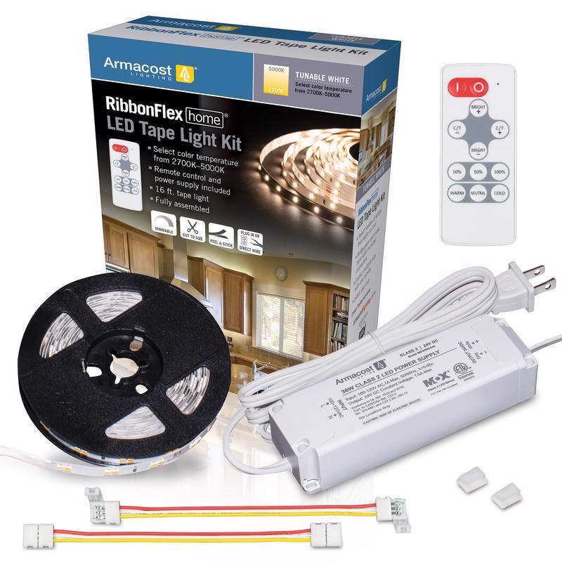 ARMACOST LIGHTING - Armacost Lighting RibbonFlex home 16 ft. L White Plug-In LED Strip Tape Light Kit 1 pk [421501]