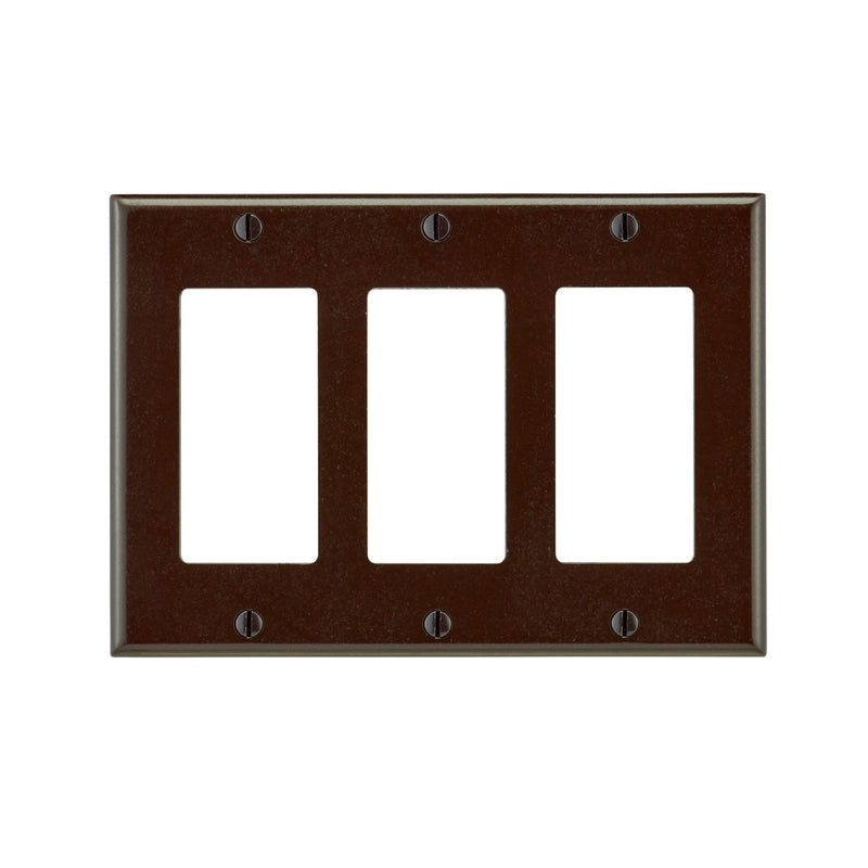 LEVITON - Leviton Decora Brown 3 gang Thermoset Plastic Duplex Wall Plate 1 pk