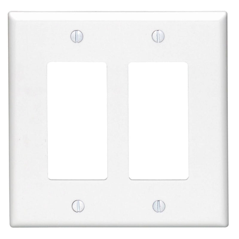 LEVITON - Leviton White 2 gang Thermoset Plastic Decorator Wall Plate 1 pk