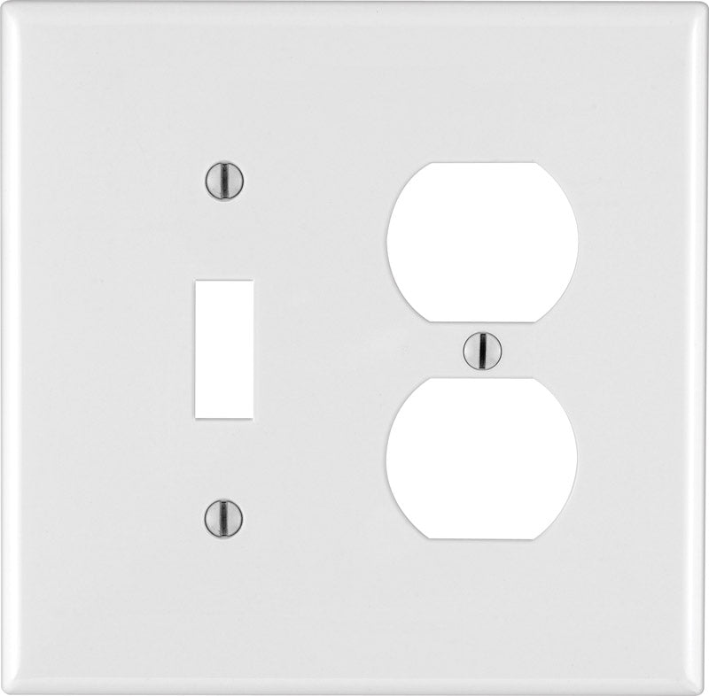 COOPER WIRING - Leviton White 2 gang Thermoplastic Nylon Duplex/Toggle Wall Plate 1 pk [0PJ18-00W]