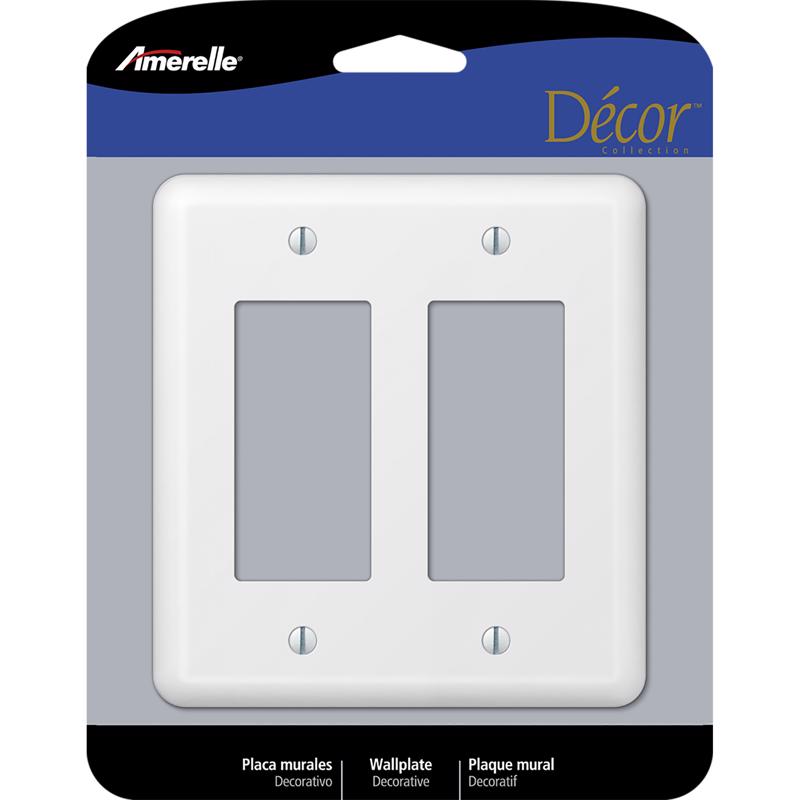 AMERELLE - Amerelle Devon White 2 gang Stamped Steel Decorator Wall Plate 1 pk