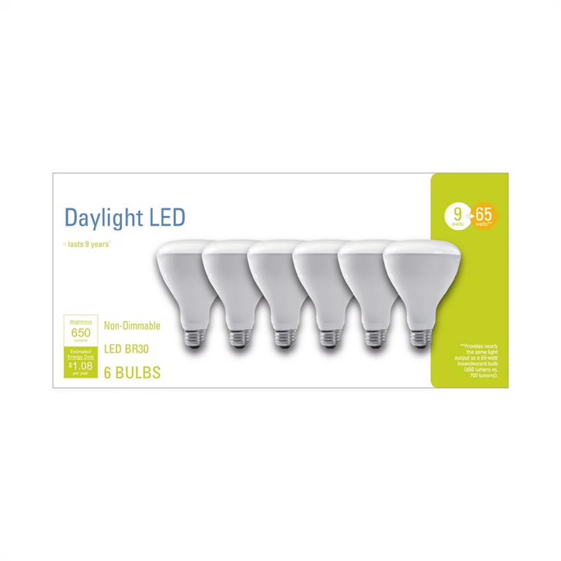 GE - GE BR30 E26 (Medium) LED Light Bulb Daylight 65 Watt Equivalence 6 pk