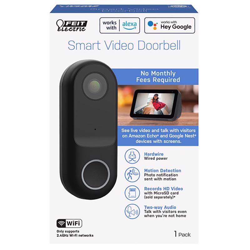 FEIT - Feit Smart Home Black Plastic Wired Smart Video Doorbell