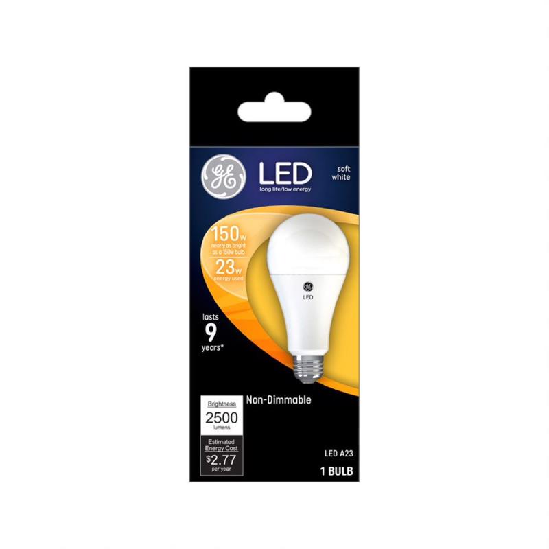 GE - GE A23 E26 (Medium) LED Light Bulb Soft White 150 Watt Equivalence 1 pk