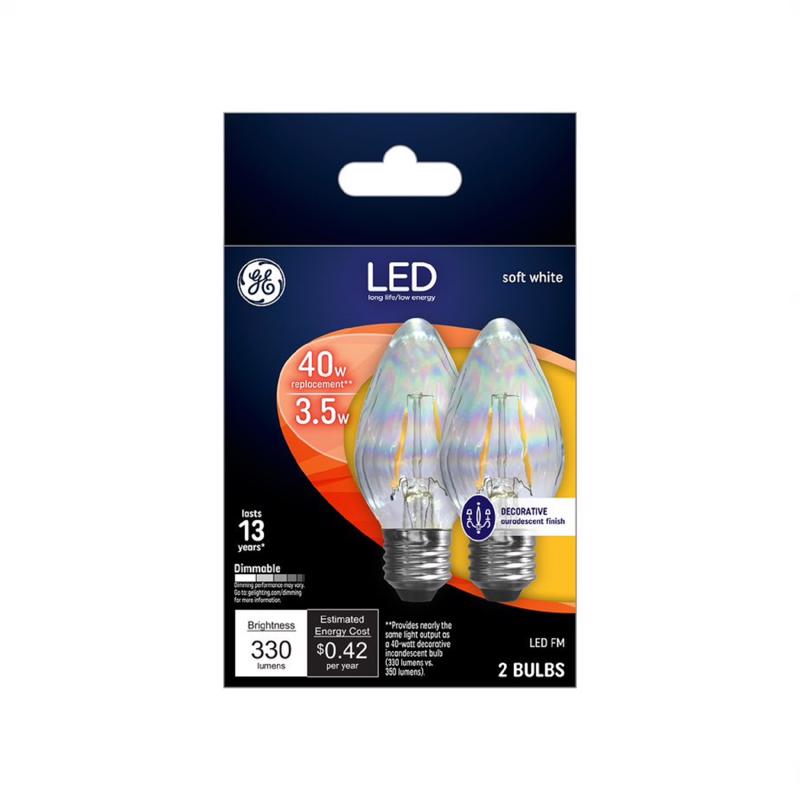 GE - GE F15 E26 (Medium) LED Light Bulb Soft White 40 Watt Equivalence 2 pk