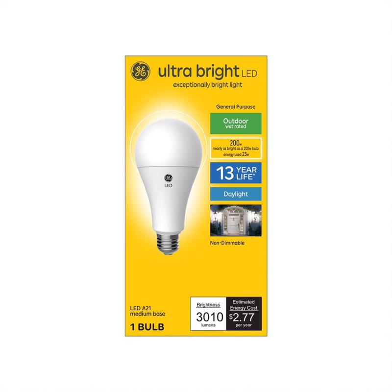 GE - GE Ultra Bright A21 E26 (Medium) LED Bulb Daylight 200 Watt Equivalence 1 pk