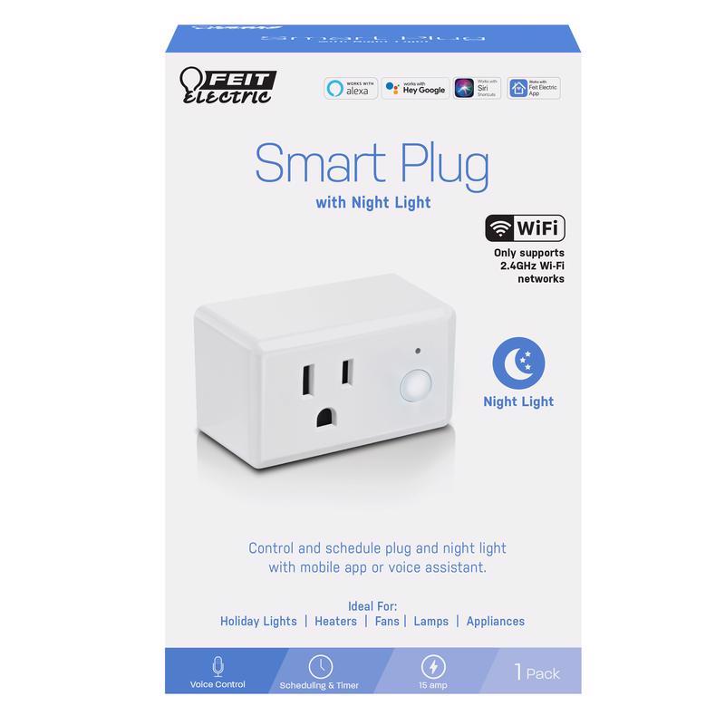 FEIT - Feit Smart Home Residential Plastic Smart Plug with Night Light 1-15R