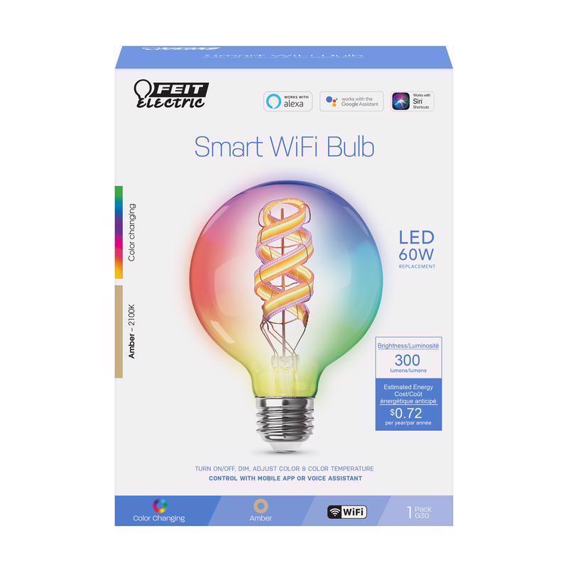 FEIT - Feit Smart Home G30 E26 (Medium) Smart-Enabled LED Bulb Color Changing 60 Watt Equivalence 1 pk