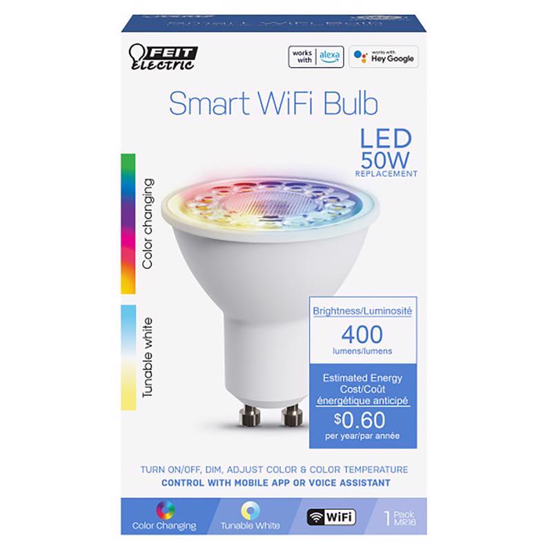 FEIT - Feit Smart Home MR16 GU10 Smart-Enabled LED Bulb Color Changing 50 Watt Equivalence 1 pk