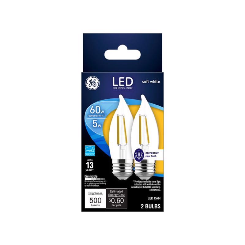 GE - GE CA11 E26 (Medium) LED Light Bulb Soft White 60 Watt Equivalence 2 pk