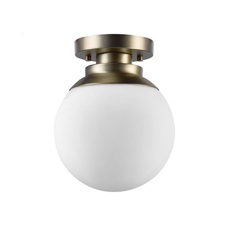 GLOBE ELECTRIC - Globe Electric Portland 9.91 in. H X 8 in. W X 8 in. L Brass White Ceiling Light