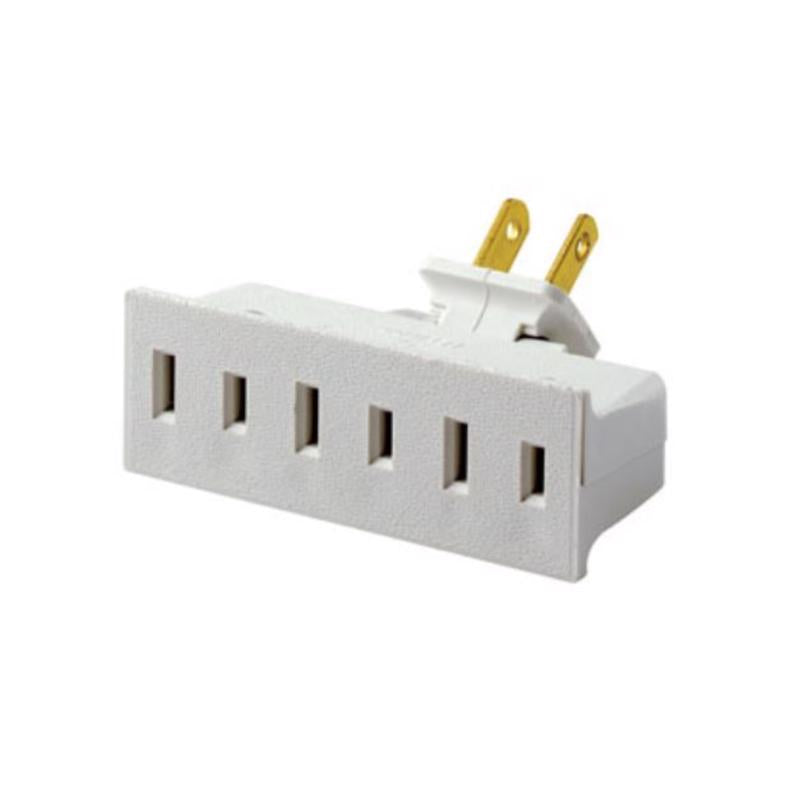 LEVITON - Leviton Non-Grounded 3 outlets Swivel Tap Adapter 1 pk