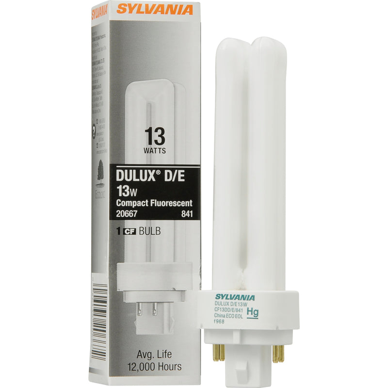 SYLVANIA - Sylvania Dulux D/E 13 W TTT 1.38 in. D X 1.38 in. L CFL Bulb Cool White Compact 4100 K 1 pk