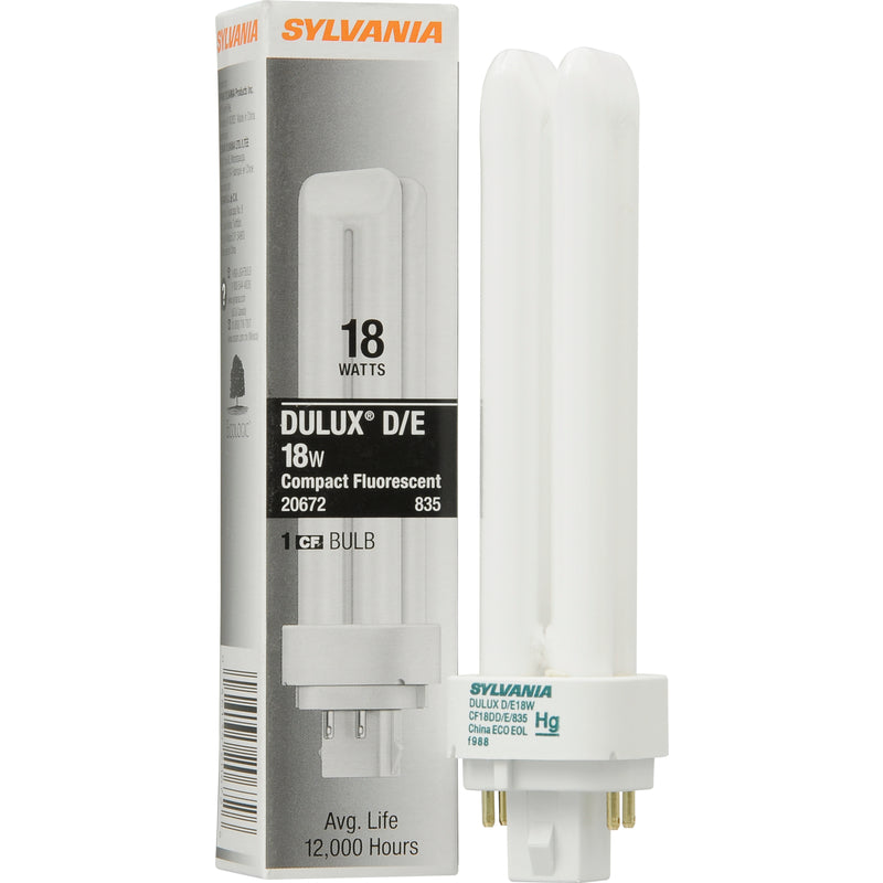 SYLVANIA - Sylvania Dulux D/E 18 W T4 1.38 in. D X 1.38 in. L CFL Bulb Natural White Tubular 3500 K 1 pk