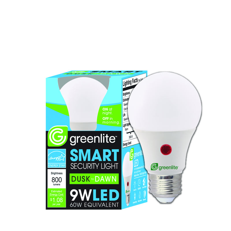 GREENLITE - Greenlite A19 E26 (Medium) LED Dusk to Dawn Bulb Bright White 60 Watt Equivalence 1 pk