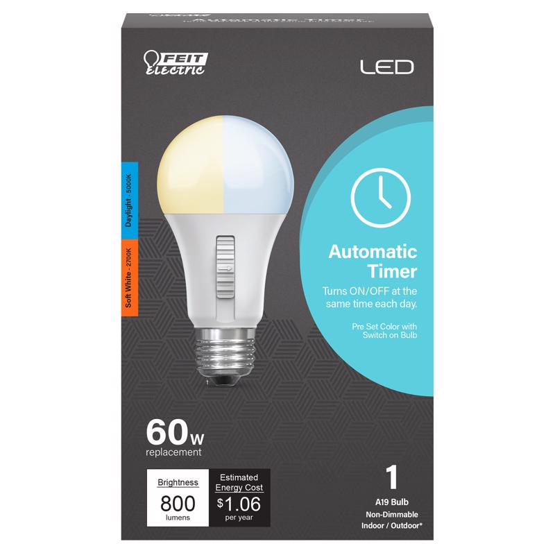 FEIT - Feit Intellibulb A19 E26 (Medium) LED Bulb Soft White 60 Watt Equivalence 1 pk [OM602CCTCATIMER]