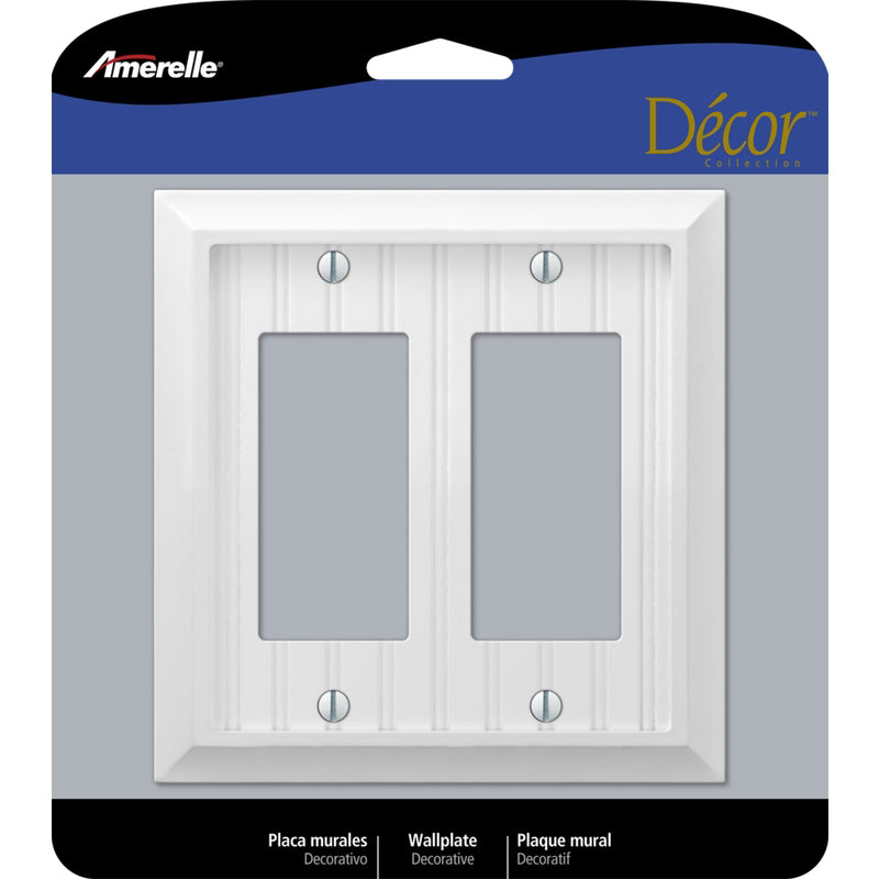 AMERELLE - Amerelle Cottage White 2 gang Wood Decorator Wall Plate 1 pk - Case of 3