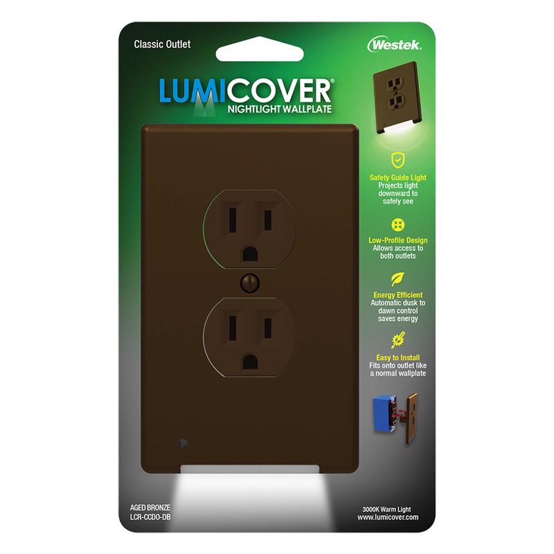 WESTEK - Westek LumiCover Aged Bronze 2 gang Plastic Duplex Nightlight Wall Plate 1 pk