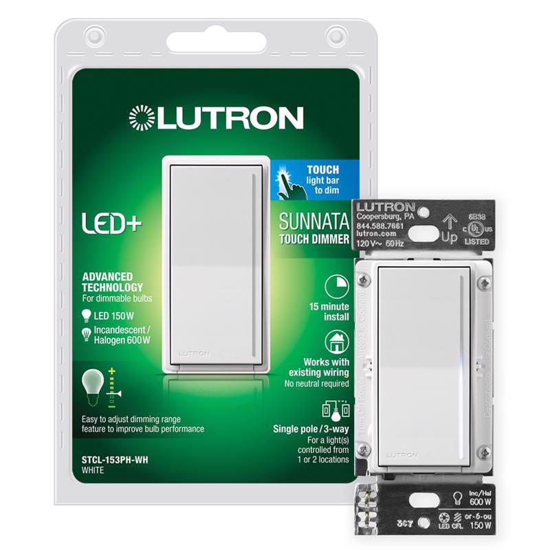 LUTRON - Lutron Sunnata 1.25 amps Single Pole 3-Way Dimmer Switch White 1 pk