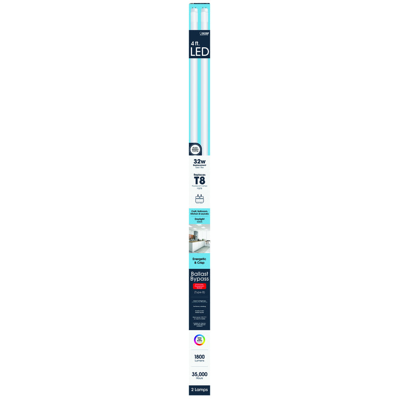 FEIT - Feit T8 Daylight 48 in. G13 Linear LED Bulb 32 Watt Equivalence 2 pk