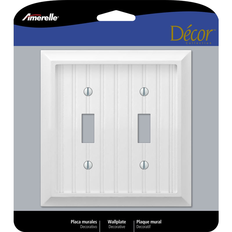 AMERELLE - Amerelle Cottage White 2 gang Wood Toggle Wall Plate 1 pk