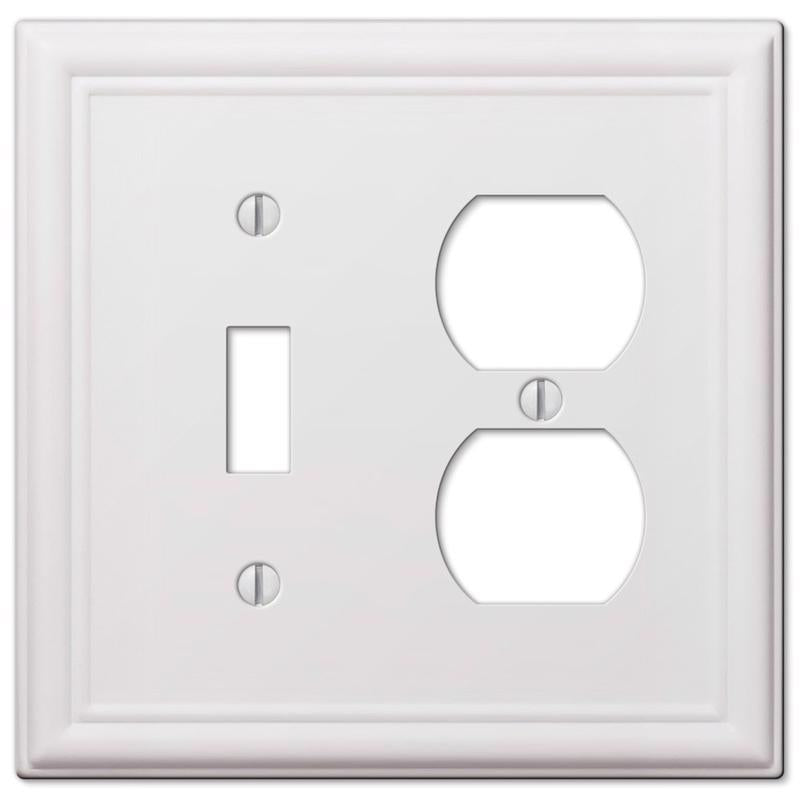 AMERELLE - Amerelle Chelsea White 2 gang Stamped Steel Duplex/Toggle Wall Plate 1 pk