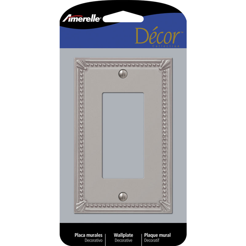 AMERELLE - Amerelle Imperial Bead Brushed Nickel 1 gang Metal Decorator Wall Plate 1 pk