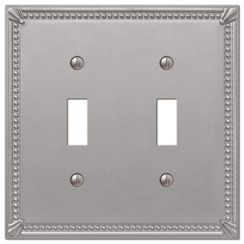 AMERELLE - Amerelle Imperial Bead Brushed Nickel 2 gang Metal Decorator/Toggle Wall Plate 1 pk