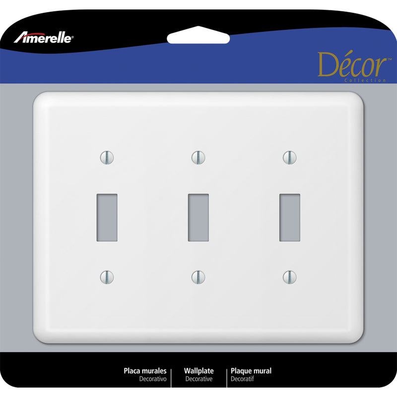 AMERELLE - Amerelle Devon White 3 gang Stamped Steel Toggle Wall Plate 1 pk