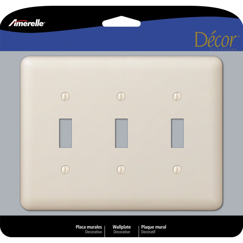 AMERELLE - Amerelle Devon Light Almond 3 gang Stamped Steel Toggle Wall Plate 1 pk