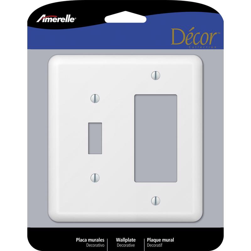 AMERELLE - Amerelle Devon White 2 gang Stamped Steel Decorator/Toggle Wall Plate 1 pk