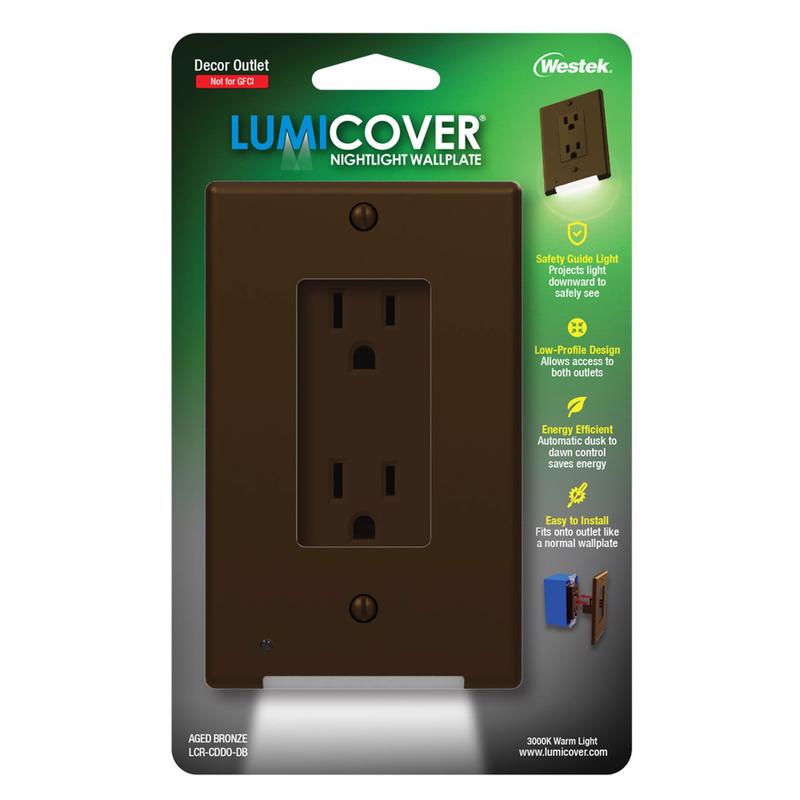 WESTEK - Westek LumiCover Aged Bronze 1 gang Plastic Duplex Wall Plate 1 pk