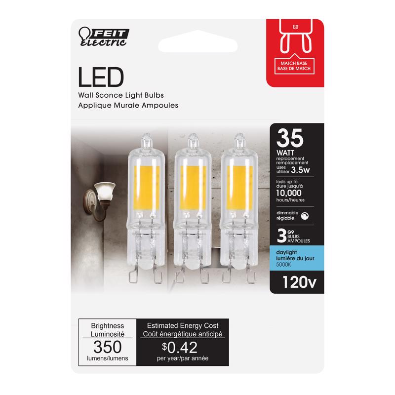 FEIT - Feit LED Specialty T4 G9 LED Bulb Daylight 35 Watt Equivalence 3 pk