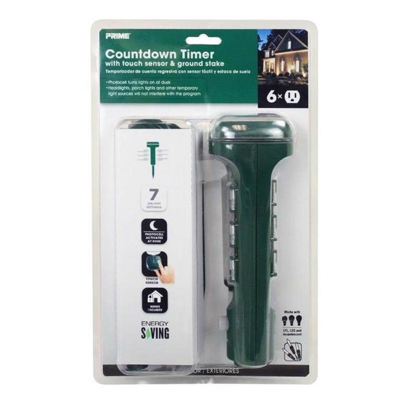 PRIME - Prime Outdoor 6 Outlet Photocell Power Stake Timer 125 V Green [TNCDTSTK6-RC]