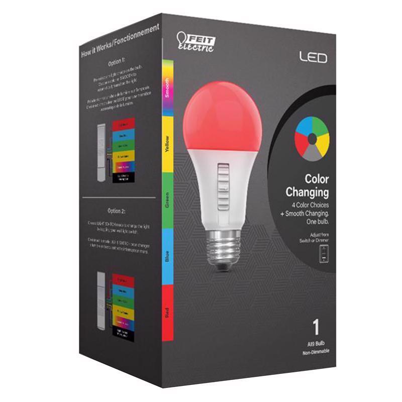 FEIT - Feit LED Smart A19 E26 (Medium) Smart-Enabled Party Bulb Multi-Colored 4.5 Watt Equivalence 1 pk