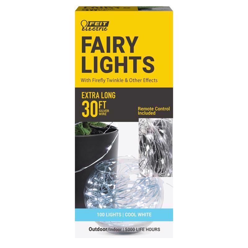 FEIT - Feit String Lights LED Fairy String Lights Cool White 30 ft. 100 lights