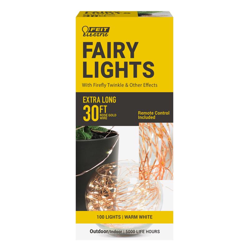 FEIT - Feit String Lights LED Fairy String Lights White 30 ft. 100 lights [FY30-100/WWROSE]