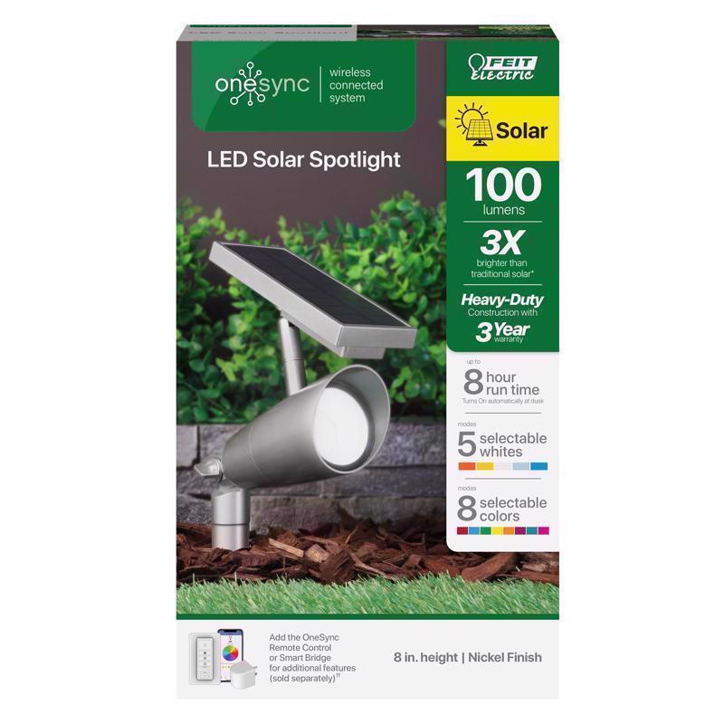 FEIT - Feit OneSync Brushed Nickel Solar Powered 100 W LED Spotlight 1 pk