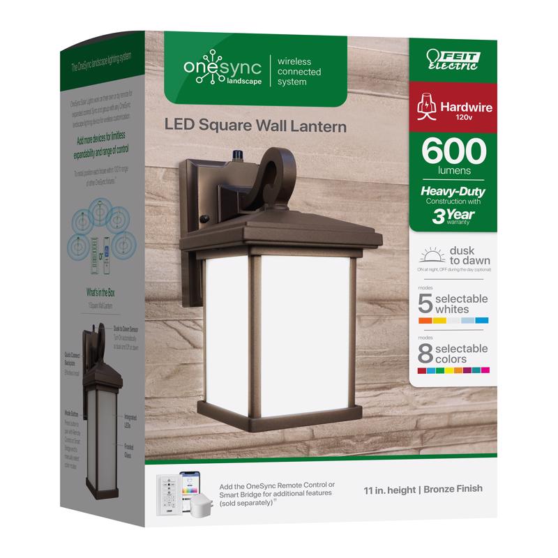 FEIT - Feit Smart Home Bronze Dusk to Dawn LED Smart-Enabled Wall Lantern [LAN11SQ/SYNC/BZ]