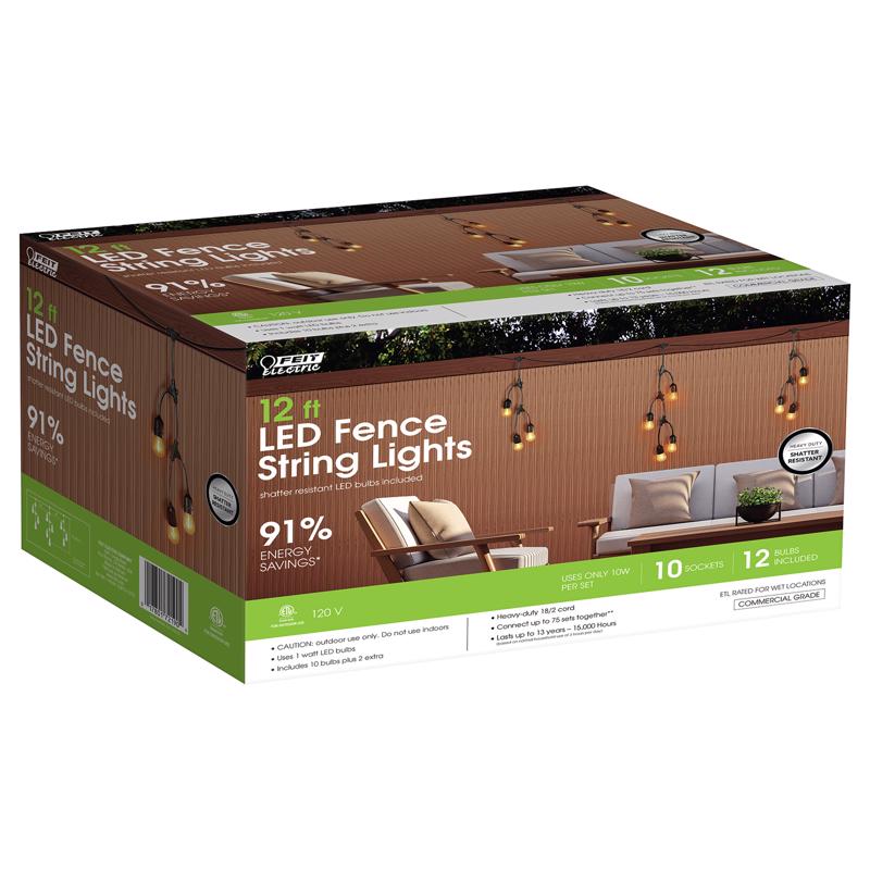 FEIT - Feit LED String Lights Clear 12 ft. 10 lights