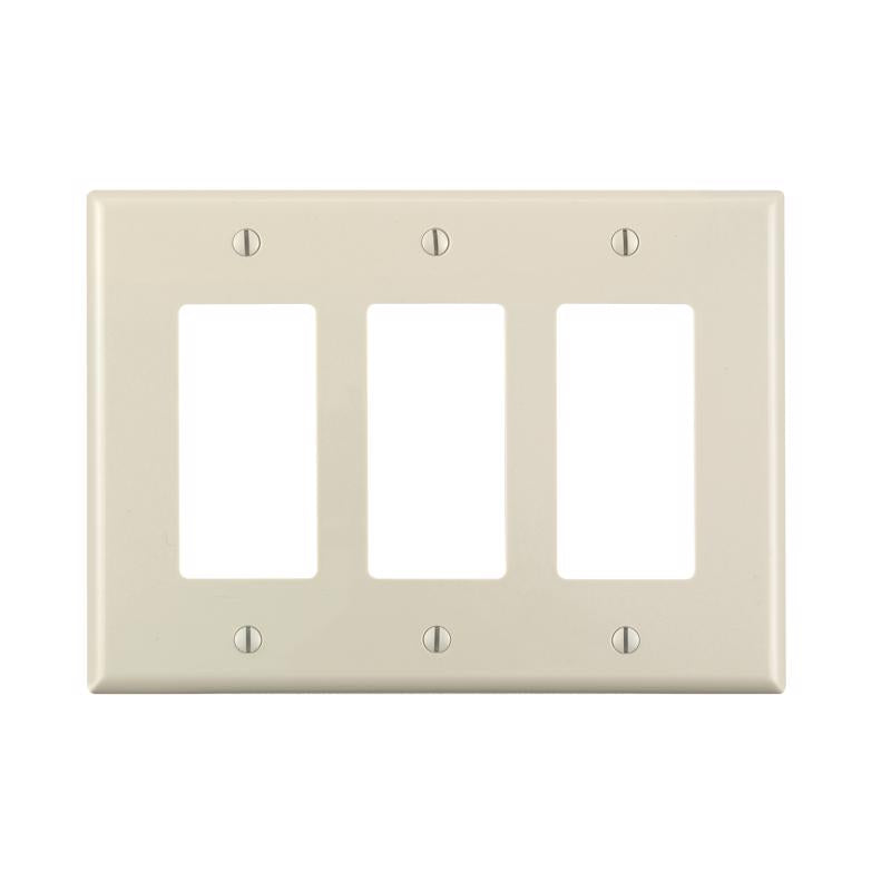 LEVITON - Leviton Decora Light Almond 3 gang Thermoplastic Nylon Decorator Wall Plate 1 pk