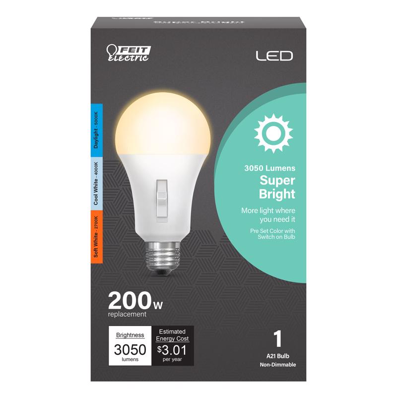 FEIT - Feit A21 E26 (Medium) LED Bulb Tunable White/Color Changing 200 Watt Equivalence 1 pk