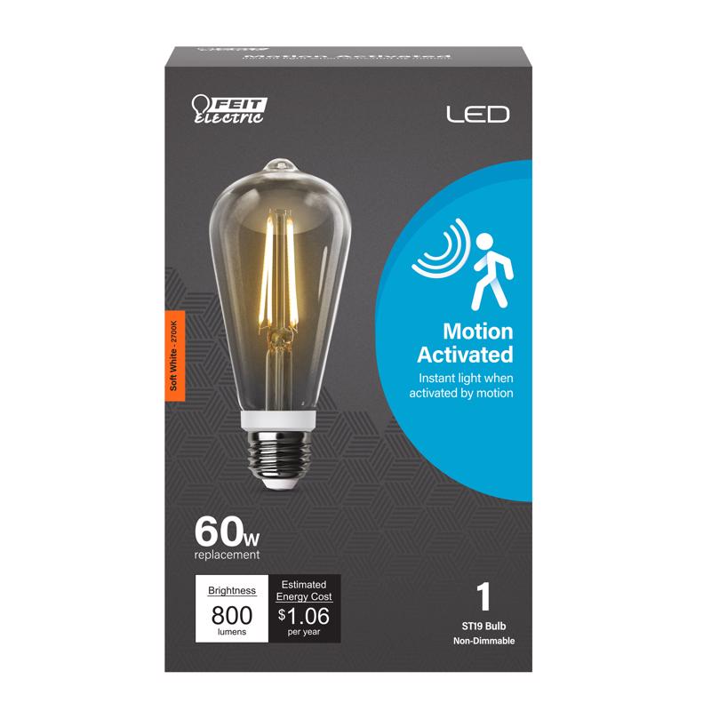 FEIT - Feit LED Intellibulb ST19 E26 (Medium) LED Motion Activated Bulb Soft White 60 Watt Equivalence 1 pk