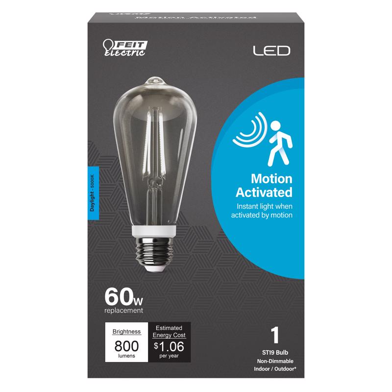 FEIT - Feit ST19 E26 (Medium) LED Motion Activated Bulb Daylight 60 Watt Equivalence 1 pk