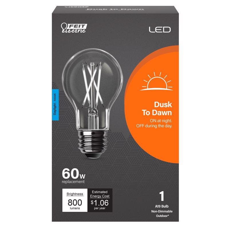 FEIT - Feit A19 E26 (Medium) LED Dusk to Dawn Bulb Daylight 60 Watt Equivalence 1 pk